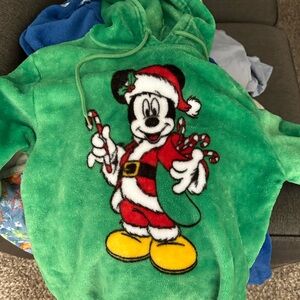 Disney Green Hoodie with Christmas Mickey Mouse.